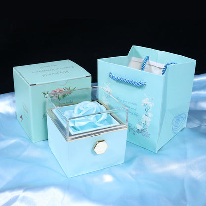 Flower Rose Gift Box Creative Rotating Rose Jewelry Box Gift