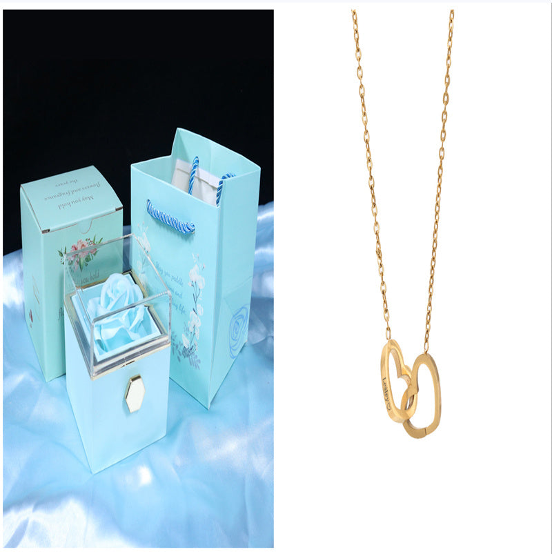 Flower Rose Gift Box Creative Rotating Rose Jewelry Box Gift