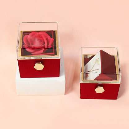 Flower Rose Gift Box Creative Rotating Rose Jewelry Box Gift
