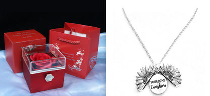 Flower Rose Gift Box Creative Rotating Rose Jewelry Box Gift