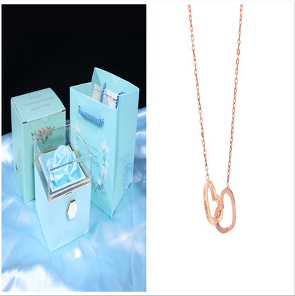 Flower Rose Gift Box Creative Rotating Rose Jewelry Box Gift