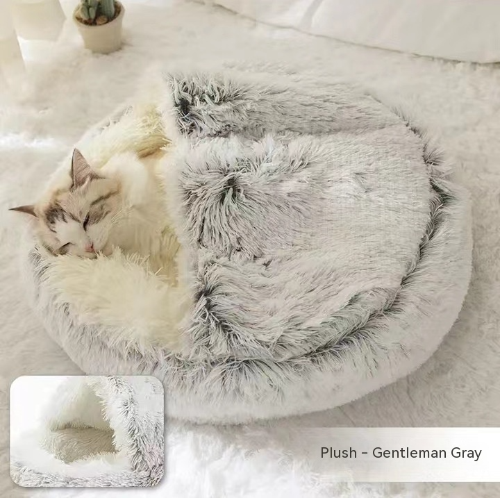 2-in-1 Dog and Cat Winter Bed