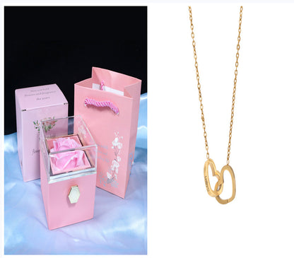 Flower Rose Gift Box Creative Rotating Rose Jewelry Box Gift