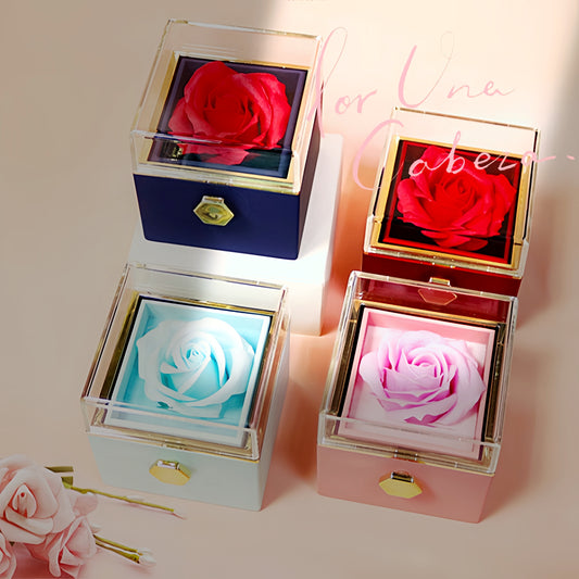 Flower Rose Gift Box Creative Rotating Rose Jewelry Box Gift