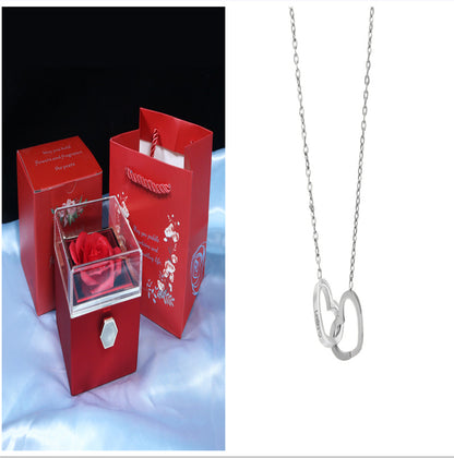 Flower Rose Gift Box Creative Rotating Rose Jewelry Box Gift