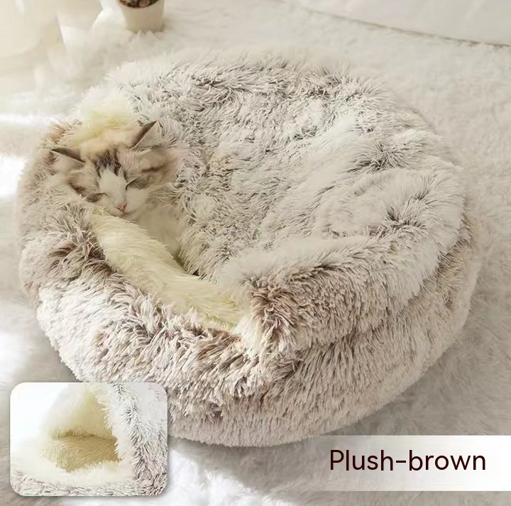 2-in-1 Dog and Cat Winter Bed
