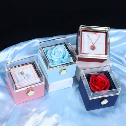 Flower Rose Gift Box Creative Rotating Rose Jewelry Box Gift