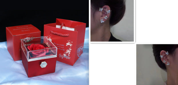 Flower Rose Gift Box Creative Rotating Rose Jewelry Box Gift