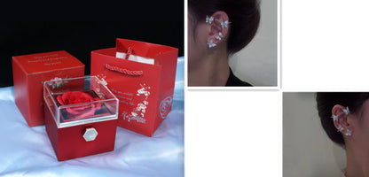 Flower Rose Gift Box Creative Rotating Rose Jewelry Box Gift