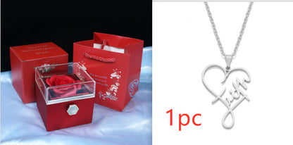 Flower Rose Gift Box Creative Rotating Rose Jewelry Box Gift