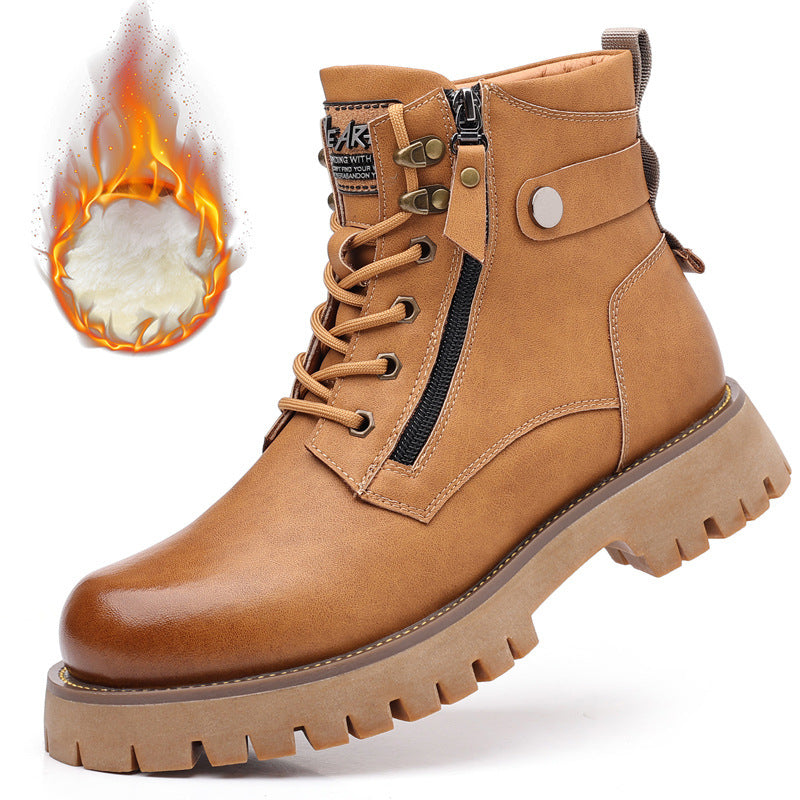 Hohe, höhenverstellbare Herrenstiefel aus Samt mit Thermo-Innenfutter