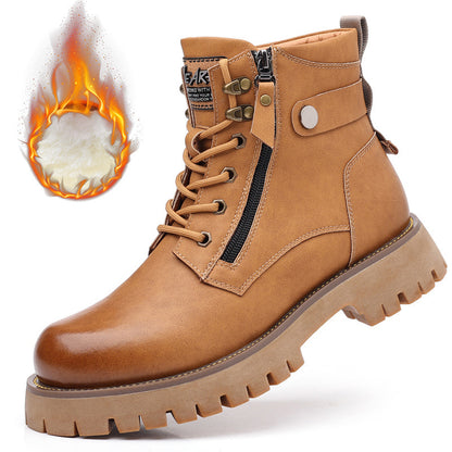 Hohe, höhenverstellbare Herrenstiefel aus Samt mit Thermo-Innenfutter