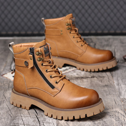 Hohe, höhenverstellbare Herrenstiefel aus Samt mit Thermo-Innenfutter