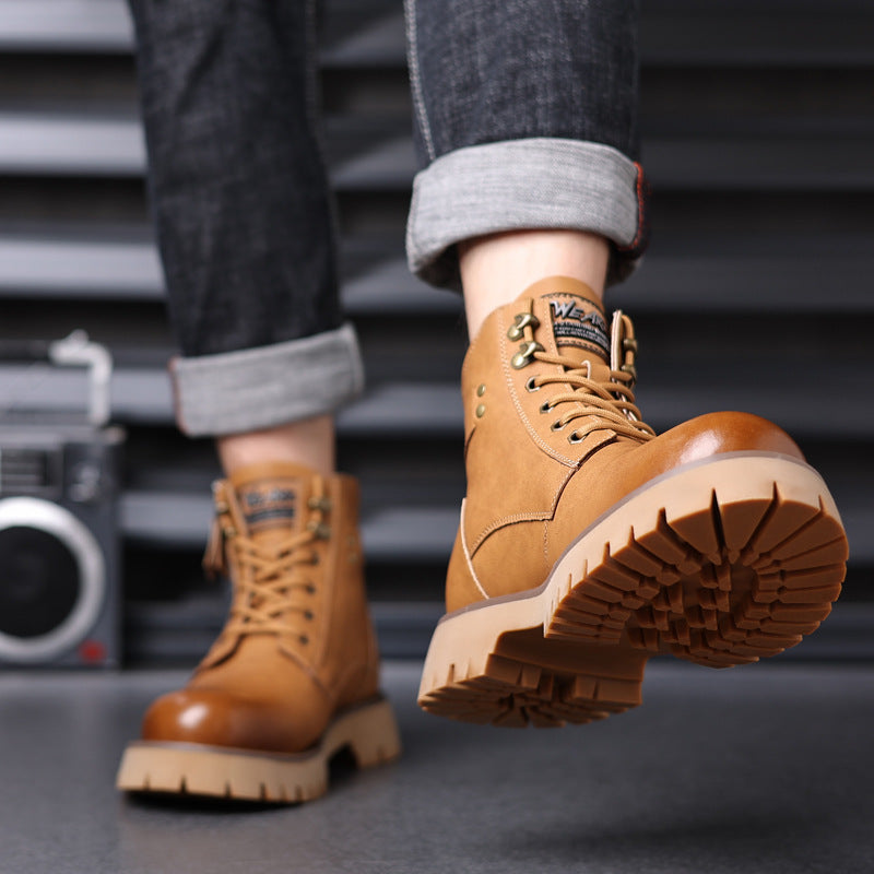 Hohe, höhenverstellbare Herrenstiefel aus Samt mit Thermo-Innenfutter