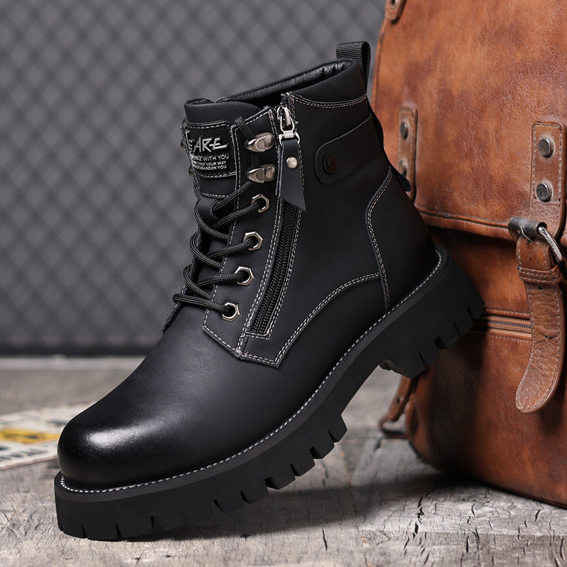 Hohe, höhenverstellbare Herrenstiefel aus Samt mit Thermo-Innenfutter