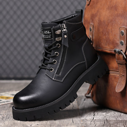 Hohe, höhenverstellbare Herrenstiefel aus Samt mit Thermo-Innenfutter