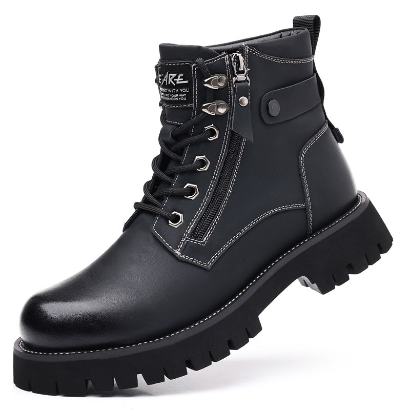 Hohe, höhenverstellbare Herrenstiefel aus Samt mit Thermo-Innenfutter