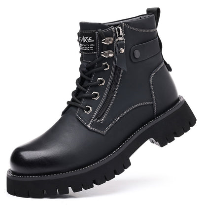 Hohe, höhenverstellbare Herrenstiefel aus Samt mit Thermo-Innenfutter
