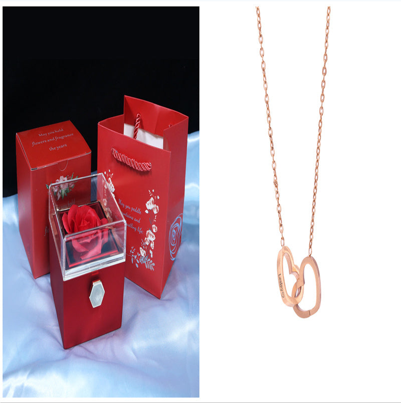 Flower Rose Gift Box Creative Rotating Rose Jewelry Box Gift