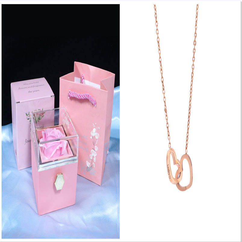 Flower Rose Gift Box Creative Rotating Rose Jewelry Box Gift
