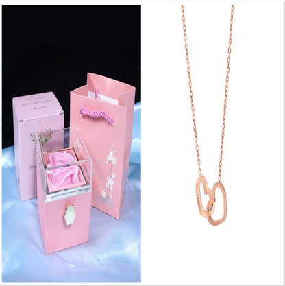 Flower Rose Gift Box Creative Rotating Rose Jewelry Box Gift