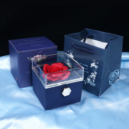 Flower Rose Gift Box Creative Rotating Rose Jewelry Box Gift