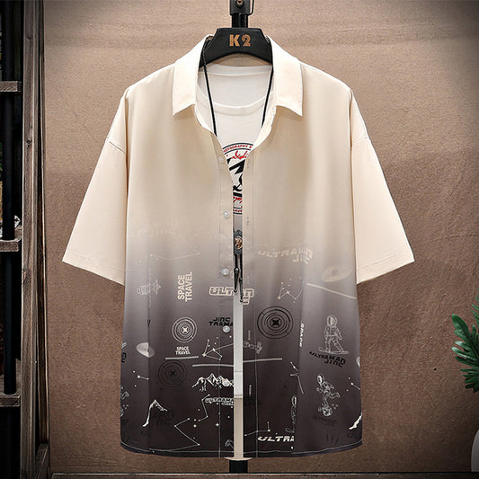 Sommer Dünne Ice Silk Shirt Lose Kragen T-shirt Mast Typ Fat Man