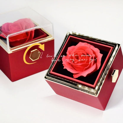 Flower Rose Gift Box Creative Rotating Rose Jewelry Box Gift