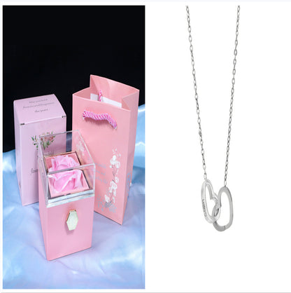 Flower Rose Gift Box Creative Rotating Rose Jewelry Box Gift