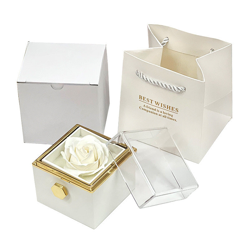 Flower Rose Gift Box Creative Rotating Rose Jewelry Box Gift